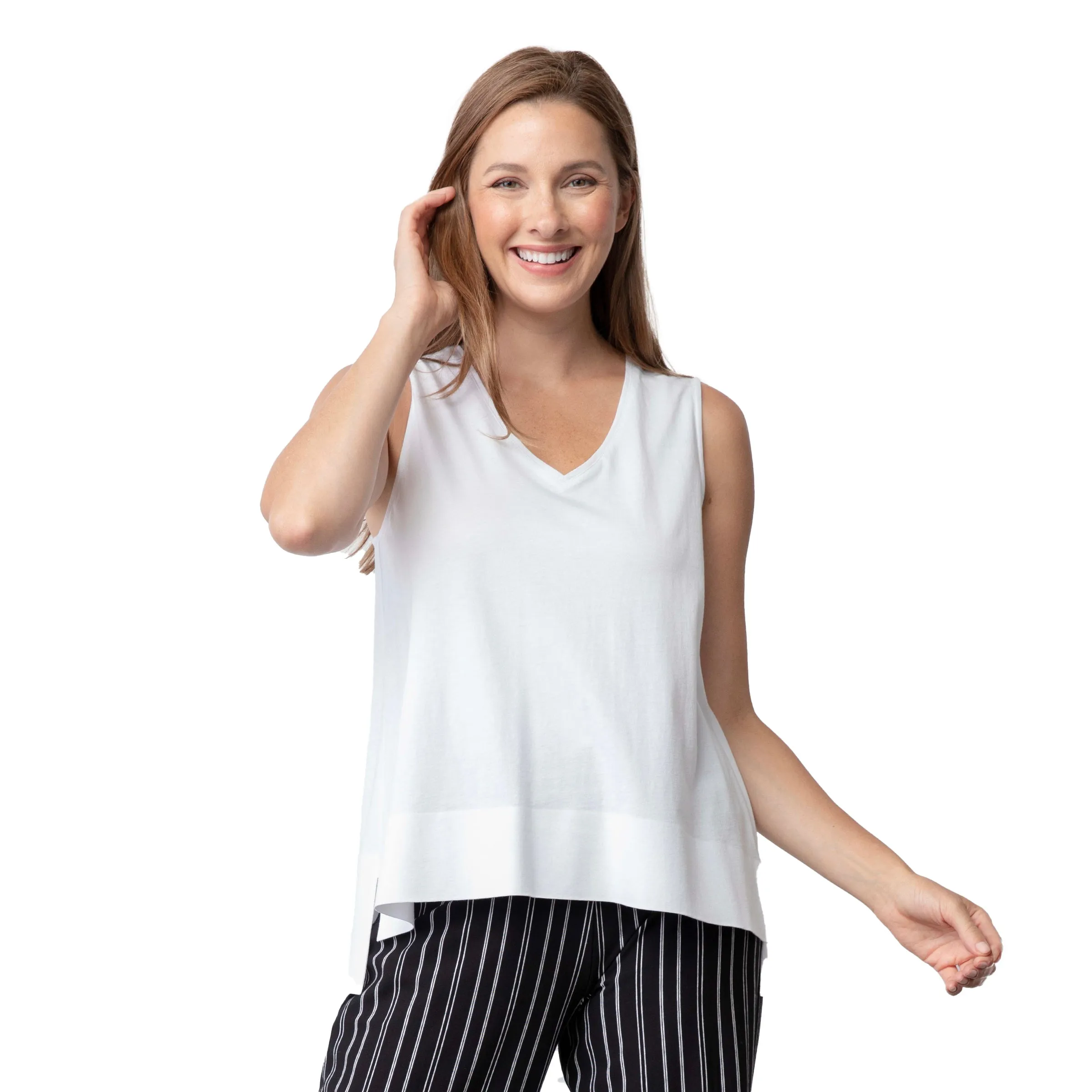 Habitat Combed Cotton Solid Deep Hem V-Neck Tank- 74045