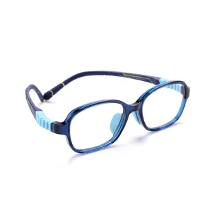 Intellilens | Zero Power Blue Cut Computer Glasses | Anti Glare, Lightweight & Blocks Harmful Rays | UV Protection Specs | For Boys & Girls | Blue| Oval | Small