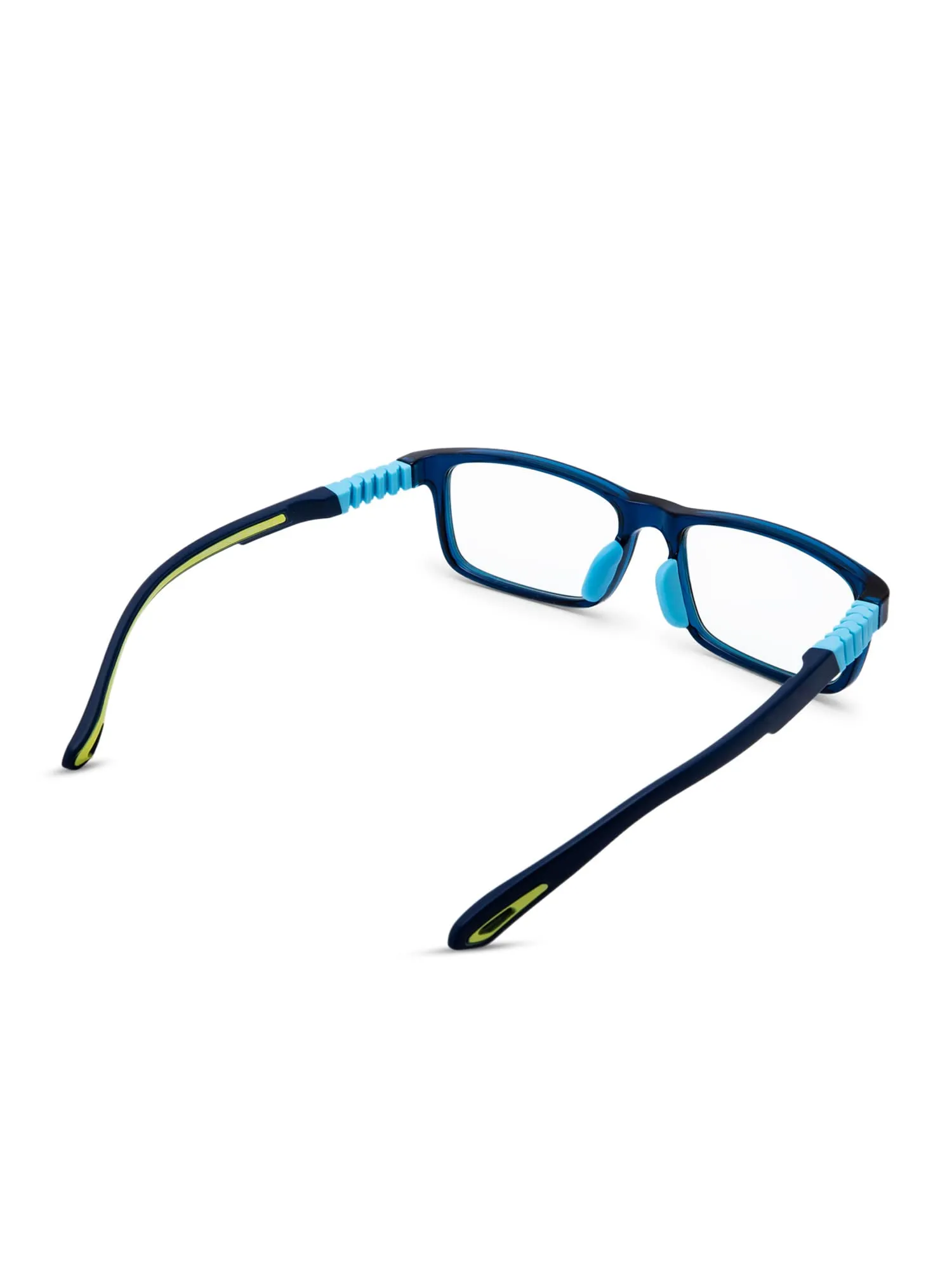 Intellilens | Zero Power Blue Cut Computer Glasses | Anti Glare, Lightweight & Blocks Harmful Rays | UV Protection Specs | For Boys & Girls | Blue | Square | Small