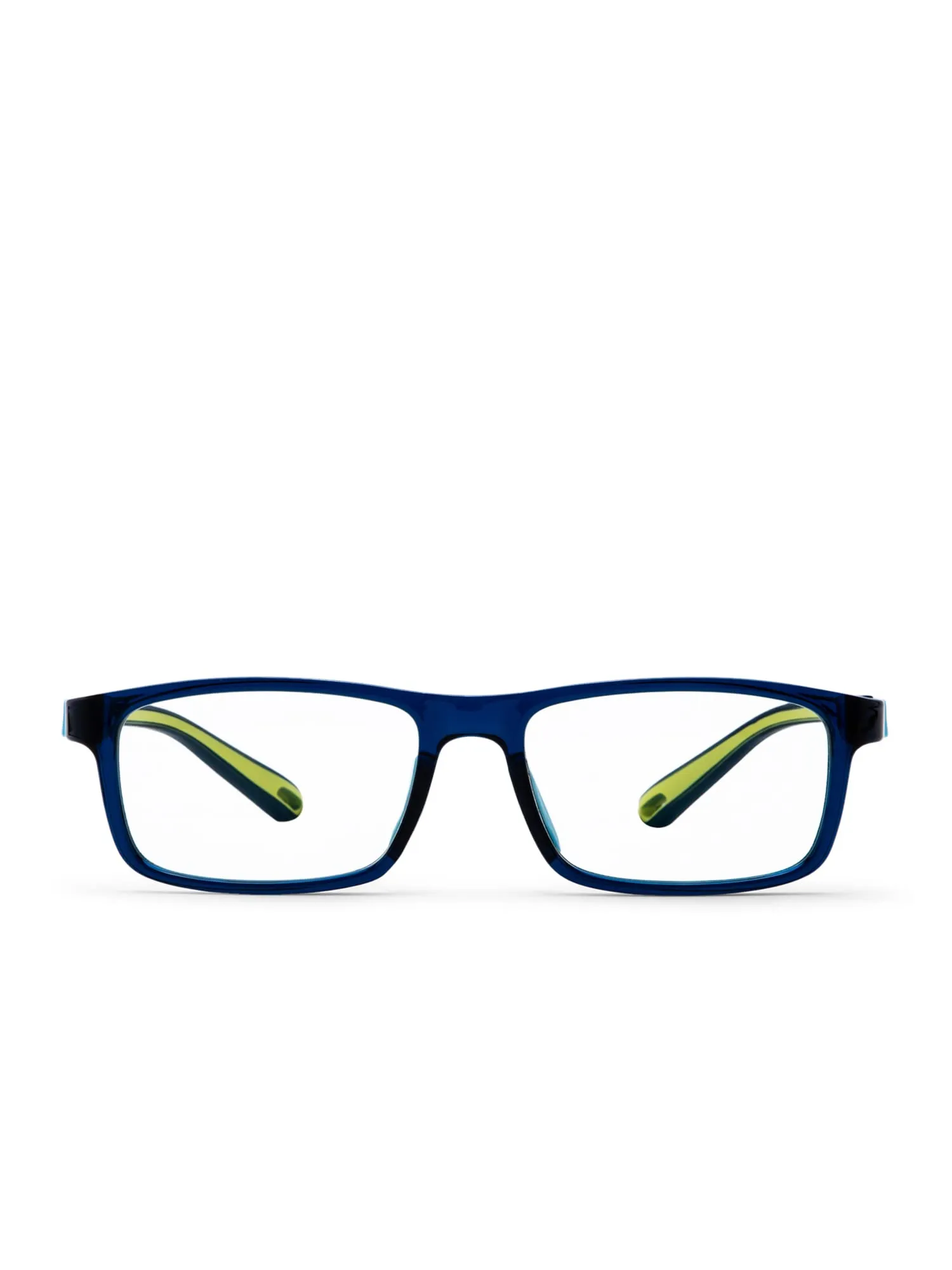 Intellilens | Zero Power Blue Cut Computer Glasses | Anti Glare, Lightweight & Blocks Harmful Rays | UV Protection Specs | For Boys & Girls | Blue | Square | Small