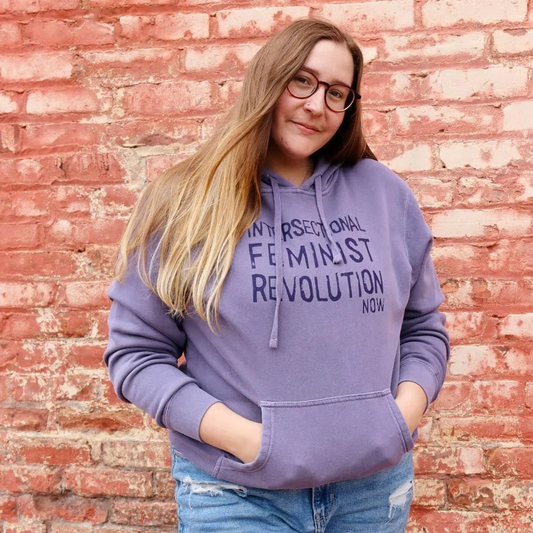 Intersectional Feminist Revolution Unisex Vintage-Style Hoodie in Washed Purple