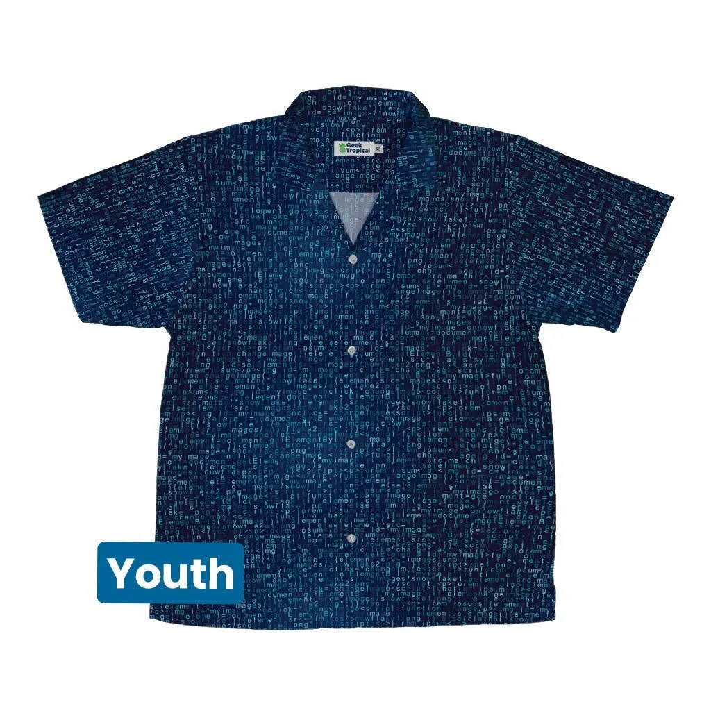 Javascript Computer Code Blue Youth Hawaiian Shirt