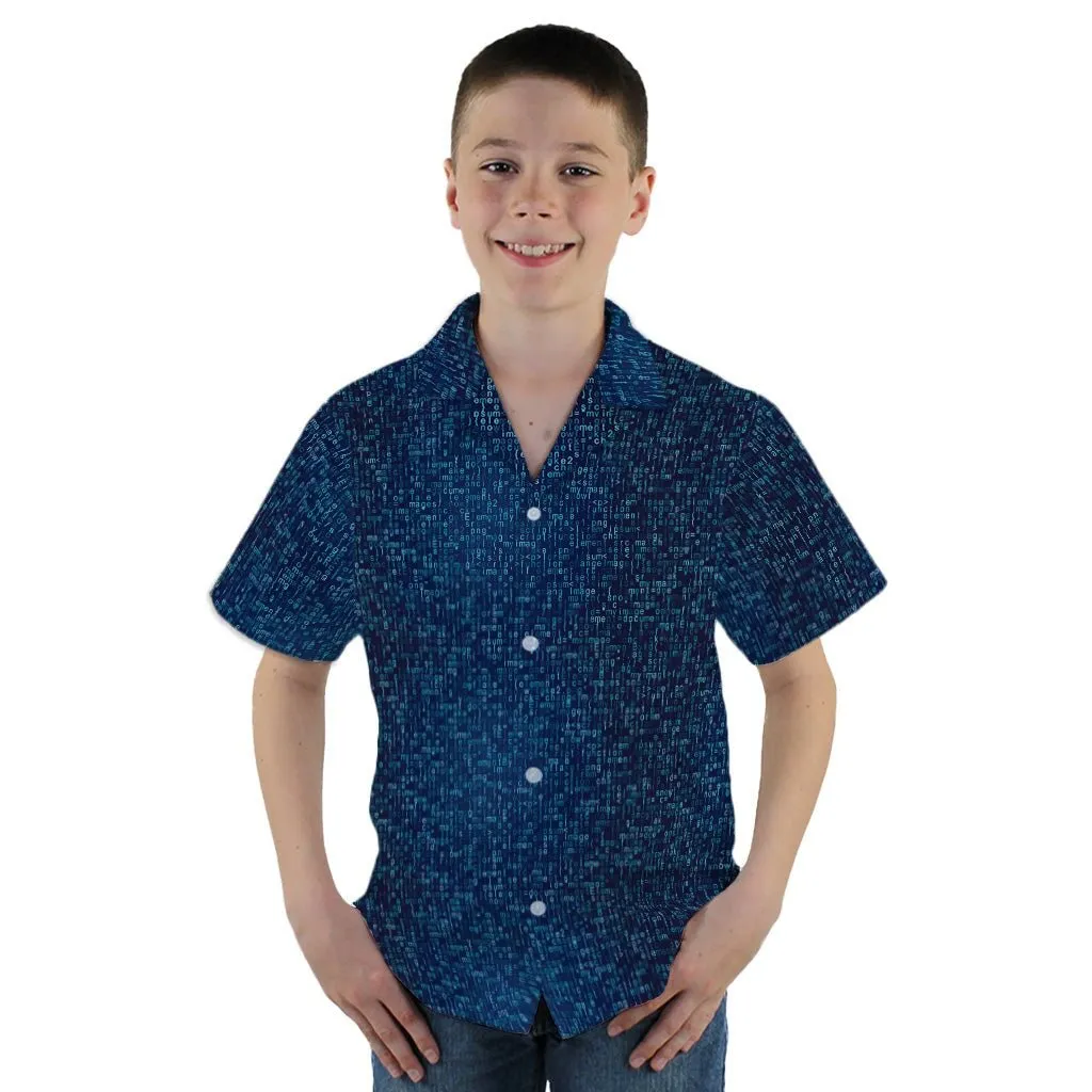 Javascript Computer Code Blue Youth Hawaiian Shirt