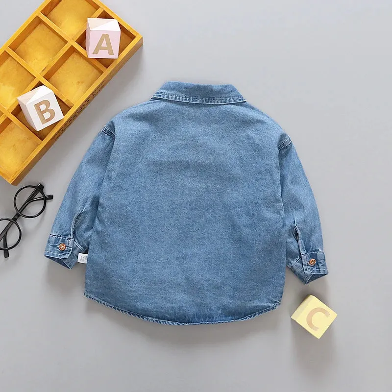 Kids Clothes Denim Shirt Spring Autumn Baby Boys Girls Cartoon Mickey Mouse Long Sleeves Lapel Shirts Children Cotton Jackets