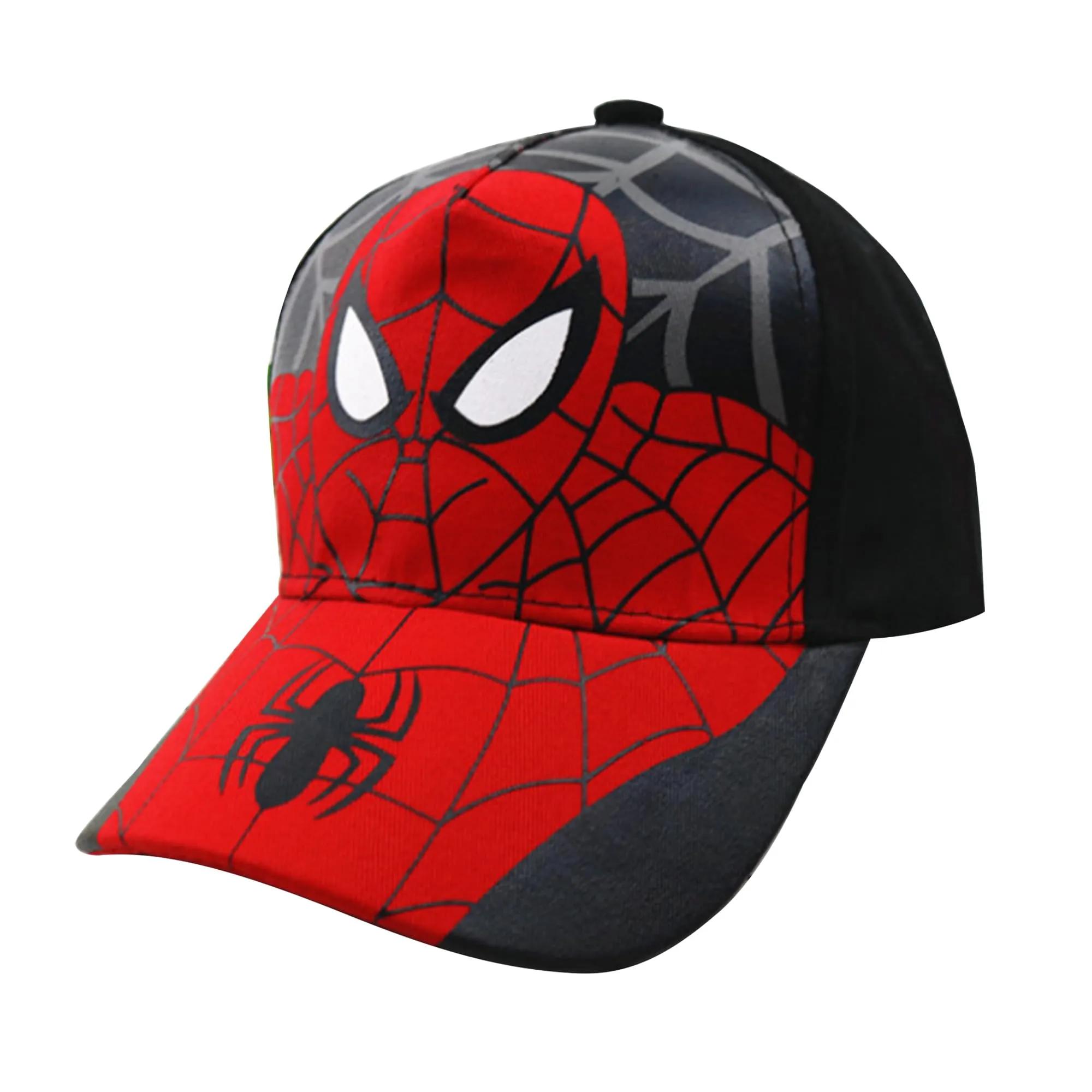 Kuber Industries Pack of 3 Spiderman Cap | Adjustable Cap for Boys and Girls | Cartoon Character Printed Little Cap for Kids | Cap for 7-12 Year Old Baby Girls and Boys | T8103-B | Black & Red