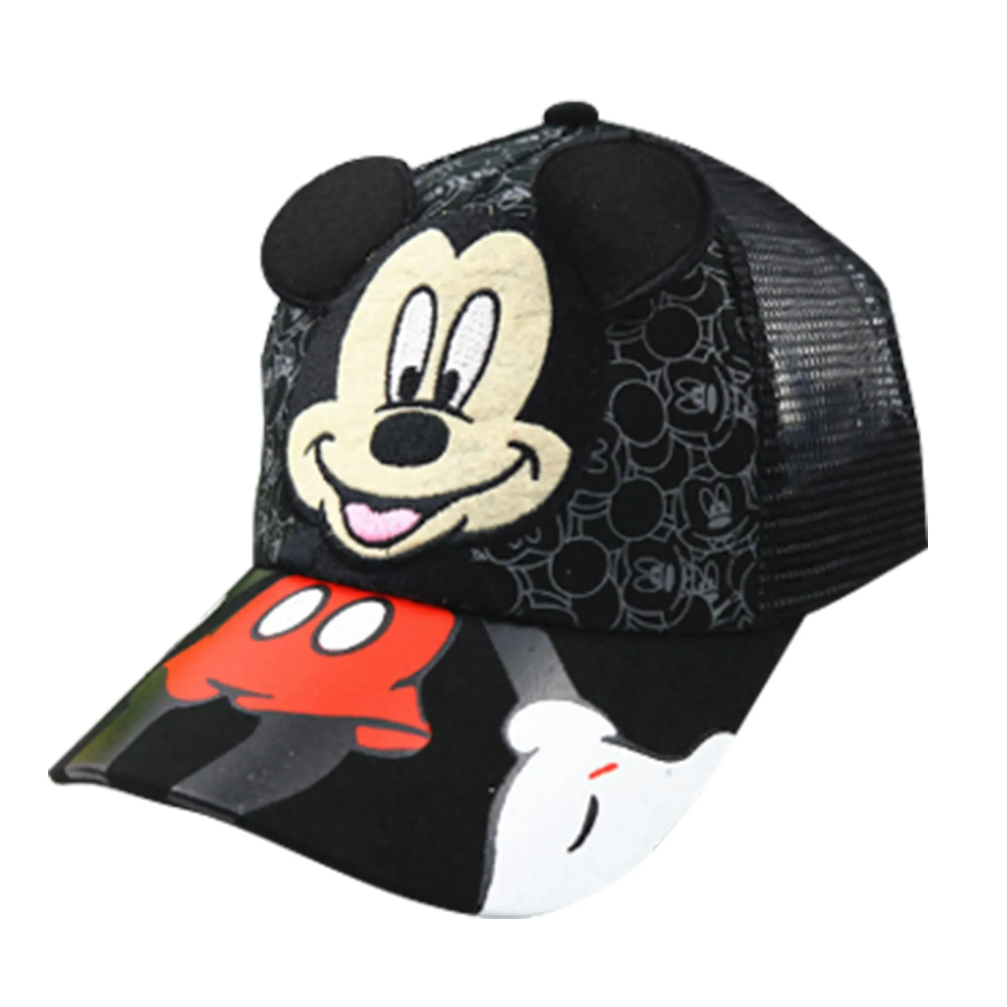 Kuber Industries Pack of 5 Mickey Mouse Cap | Adjustable Cap for Boys and Girls | Cartoon Character Printed Little Cap for Kids | Cap for 7-12 Year Old Baby Girls and Boys | QI0102-B | Black