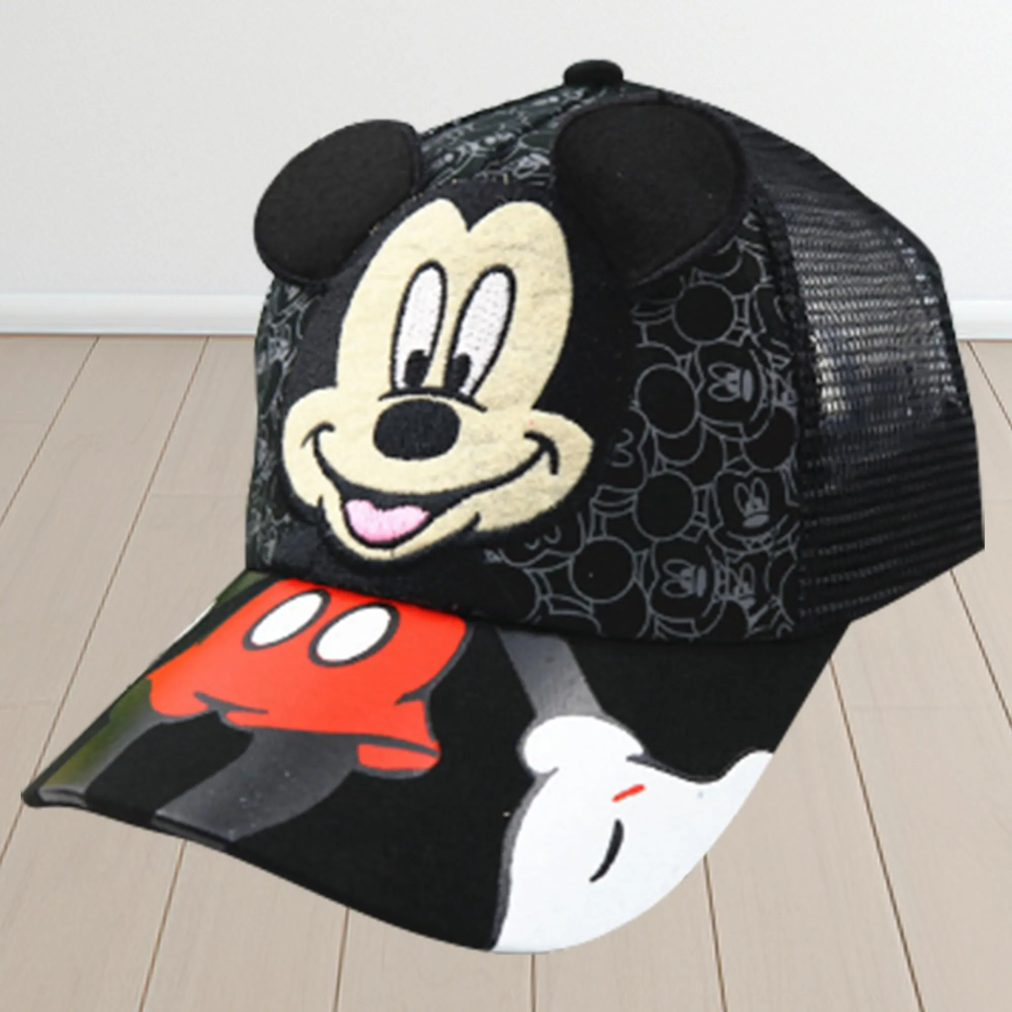 Kuber Industries Pack of 5 Mickey Mouse Cap | Adjustable Cap for Boys and Girls | Cartoon Character Printed Little Cap for Kids | Cap for 7-12 Year Old Baby Girls and Boys | QI0102-B | Black