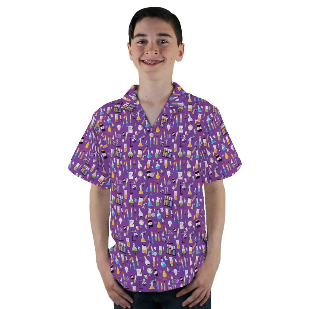 Lab Beakers Purple Science Youth Hawaiian Shirt