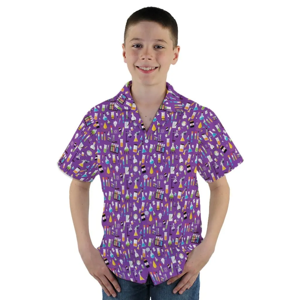 Lab Beakers Purple Science Youth Hawaiian Shirt