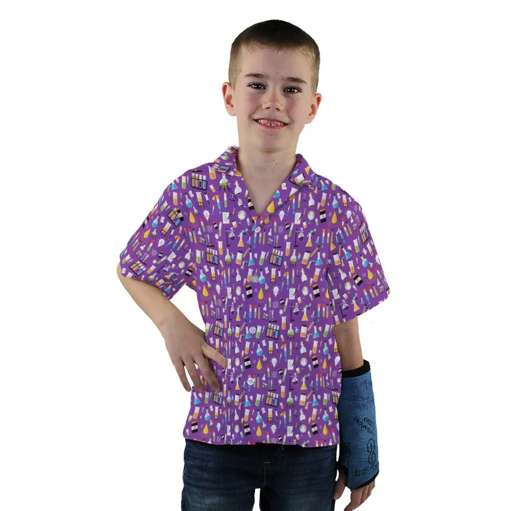 Lab Beakers Purple Science Youth Hawaiian Shirt