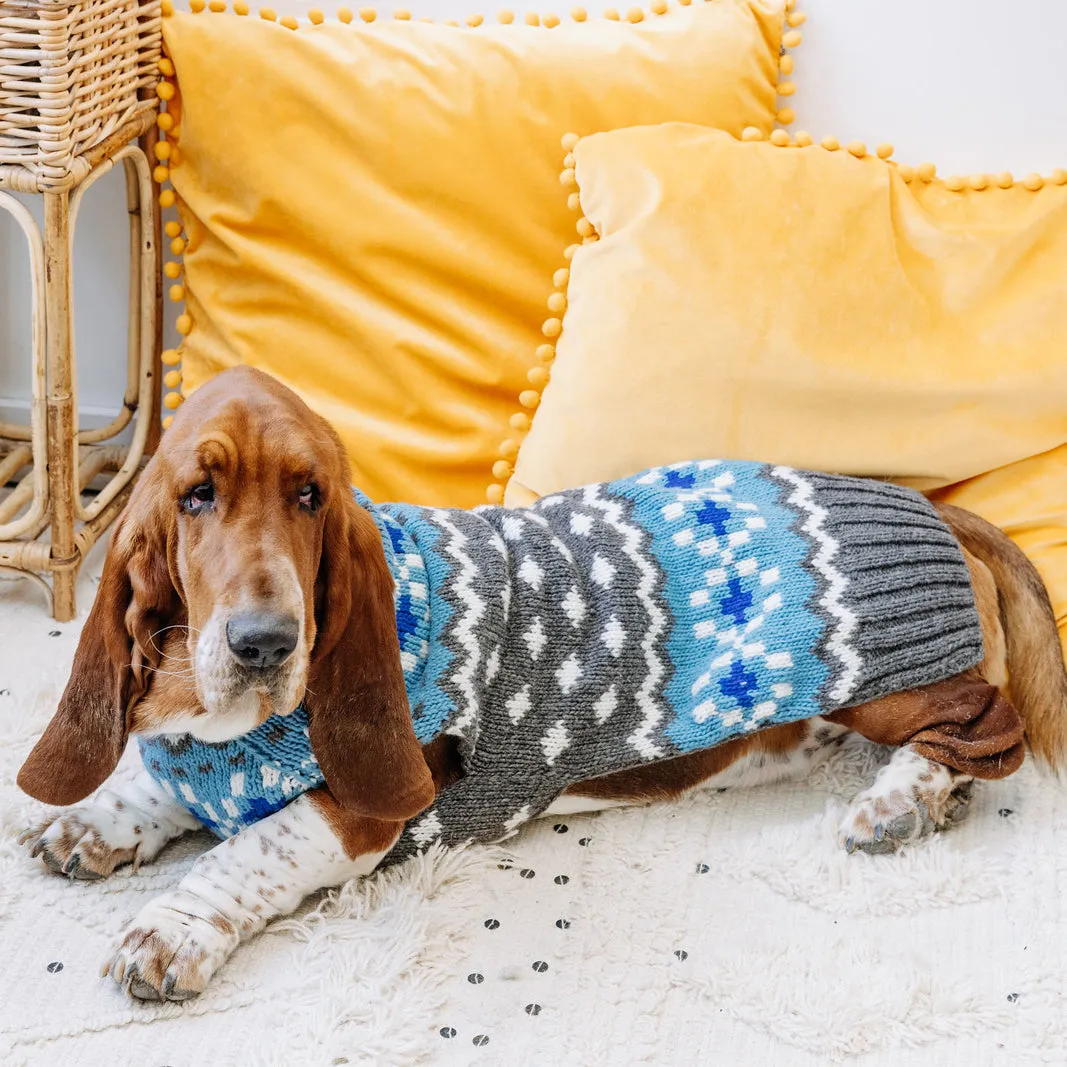 Light Blue Fairisle Wool Dog Sweater