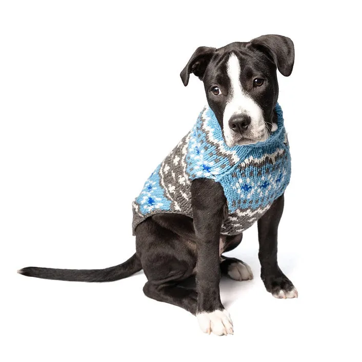 Light Blue Fairisle Wool Dog Sweater