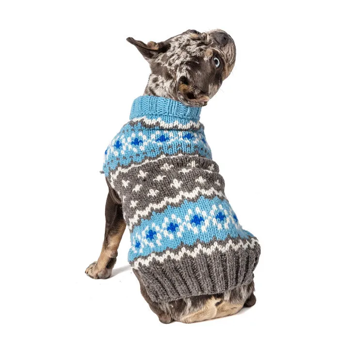 Light Blue Fairisle Wool Dog Sweater