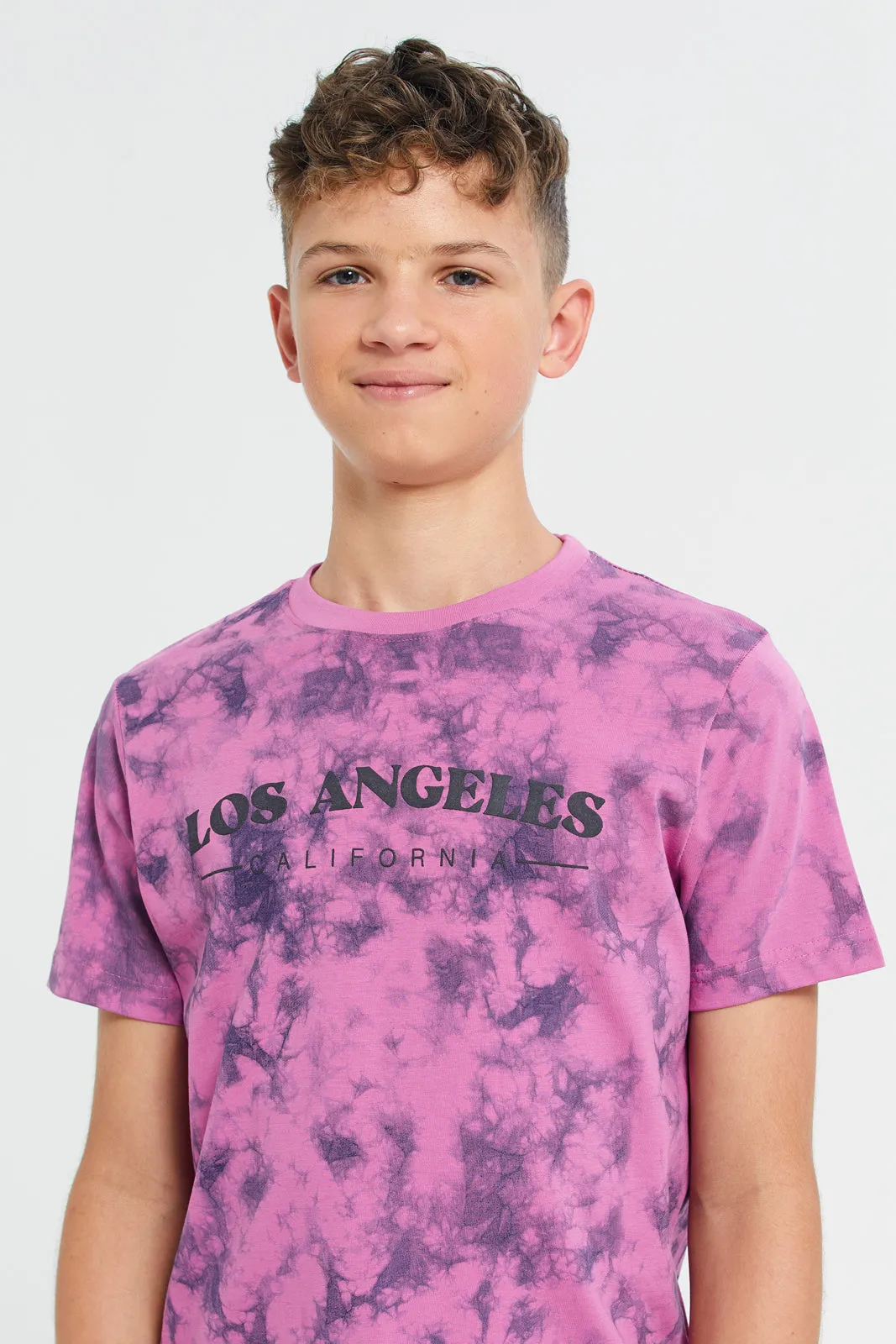 Lilac Los Angeles Tye Dye Tee With Hd Print