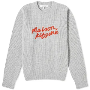 Maison Kitsune Handwritten Comfort Jumper, Light Gray Melange