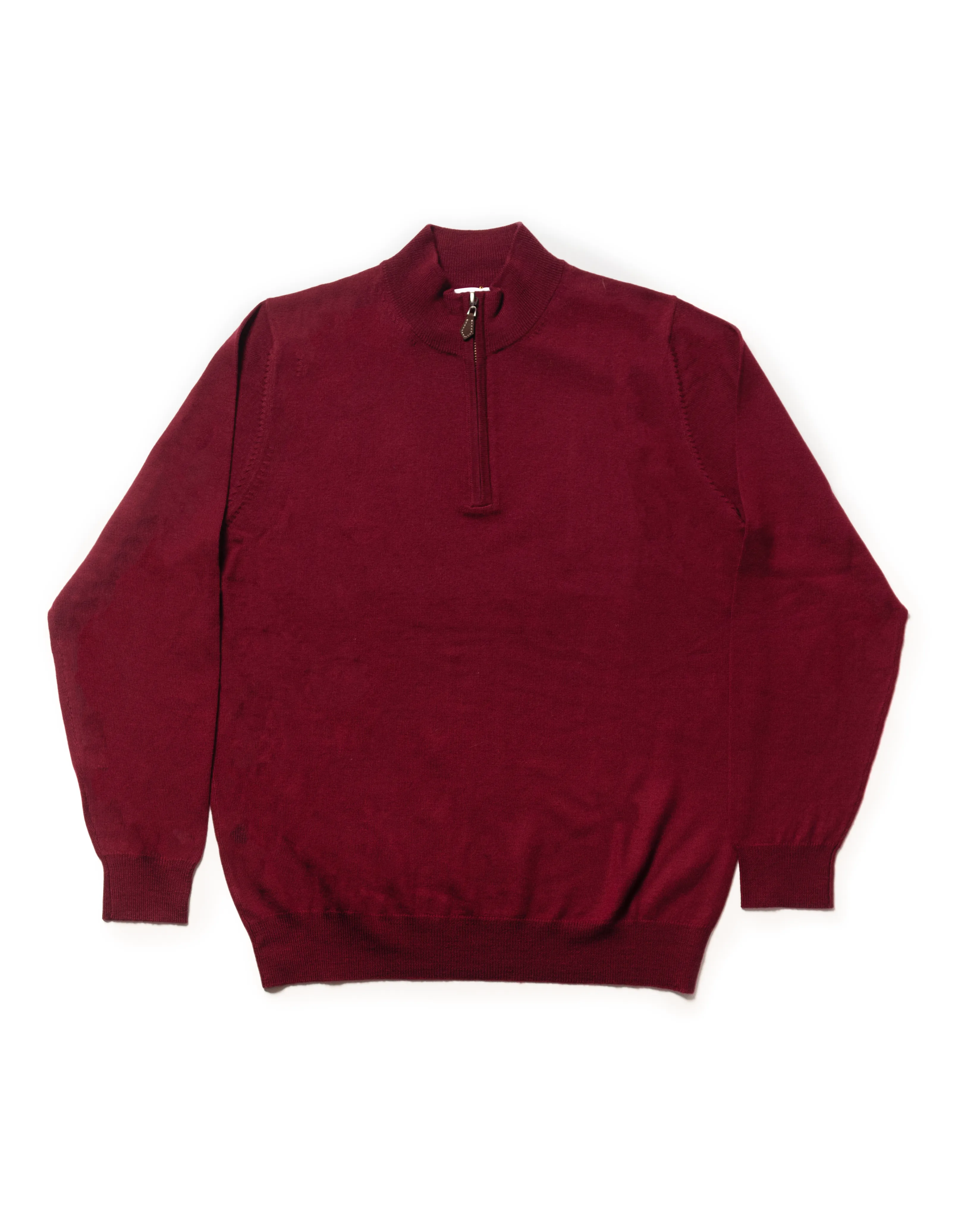 MERINO WOOL QUARTER ZIP UP - BURGUNDY