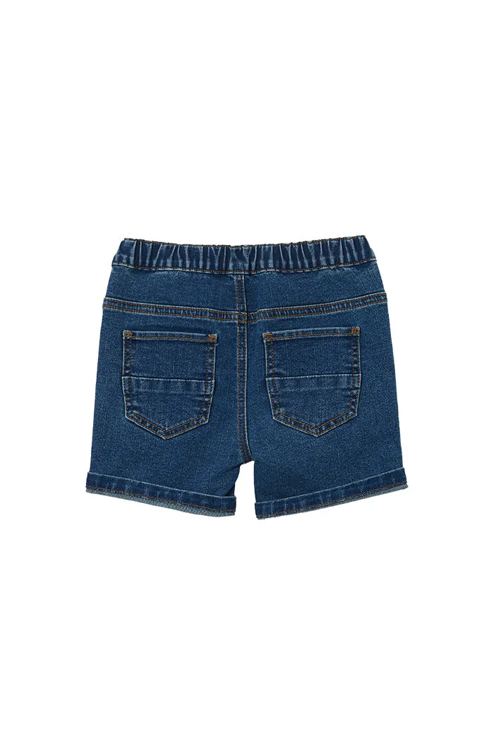 MILKY STONE WASH DENIM SHORT