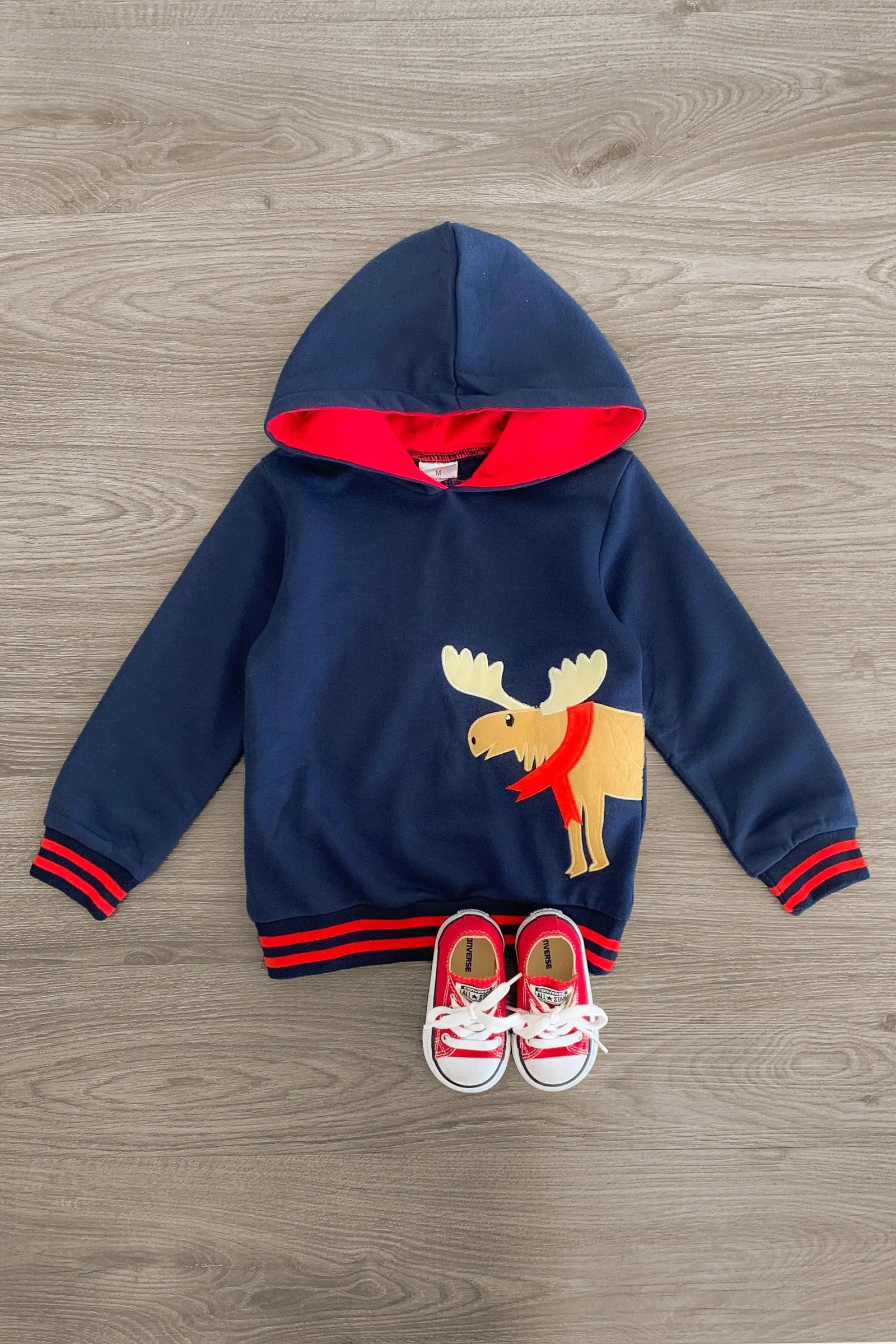 Navy Blue Moose Hoodie