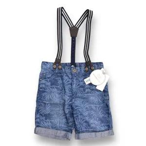 NEW! Boys Koala Kids Size 4T Denim Tropical Print Suspender Shortalls