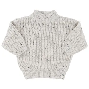 oh baby! Speckle Knit Grandpa Knitted Pullover Sweater - Snowy