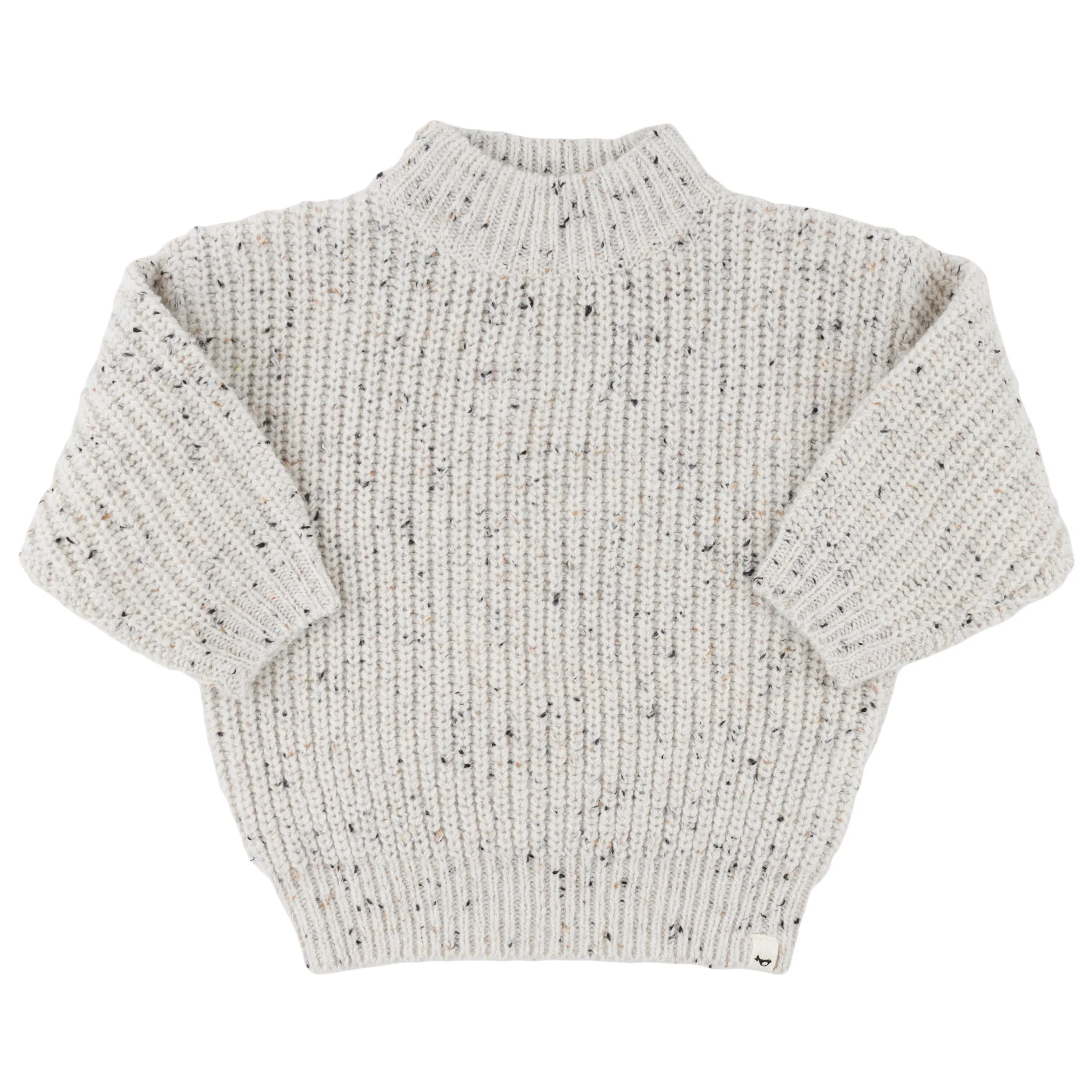 oh baby! Speckle Knit Grandpa Knitted Pullover Sweater - Snowy