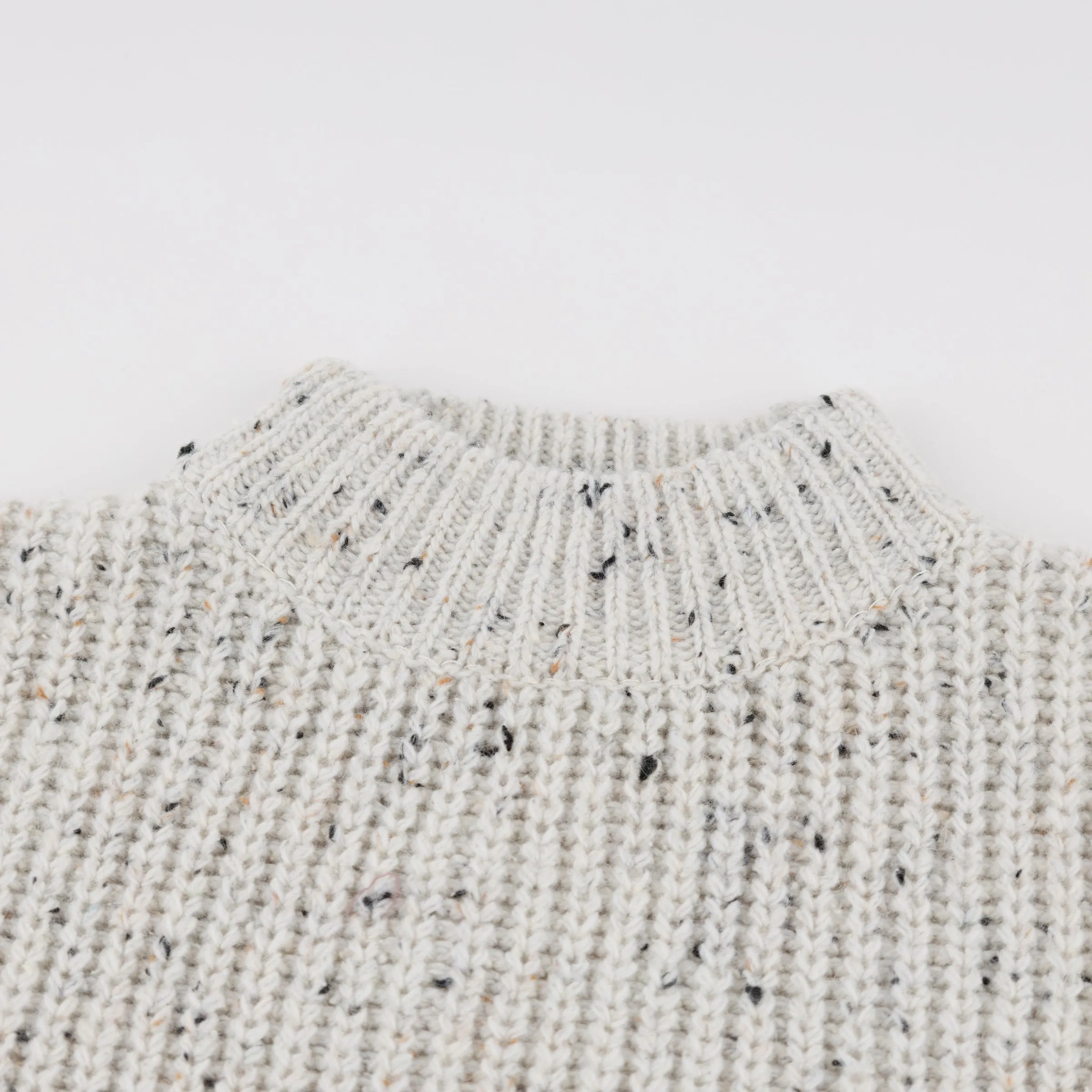 oh baby! Speckle Knit Grandpa Knitted Pullover Sweater - Snowy