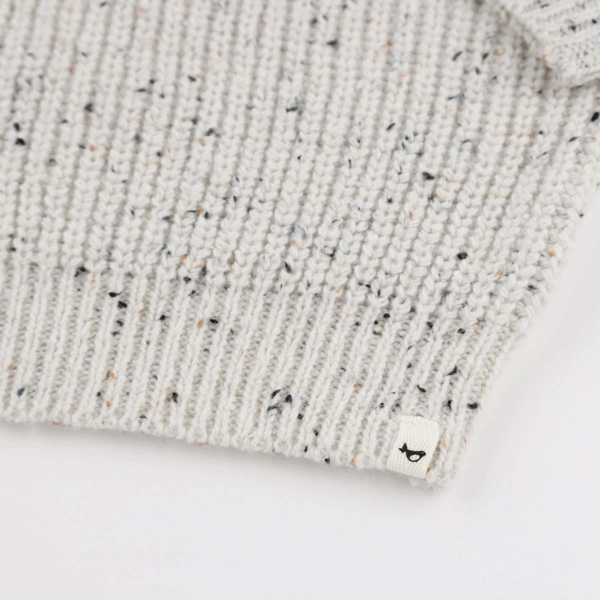 oh baby! Speckle Knit Grandpa Knitted Pullover Sweater - Snowy