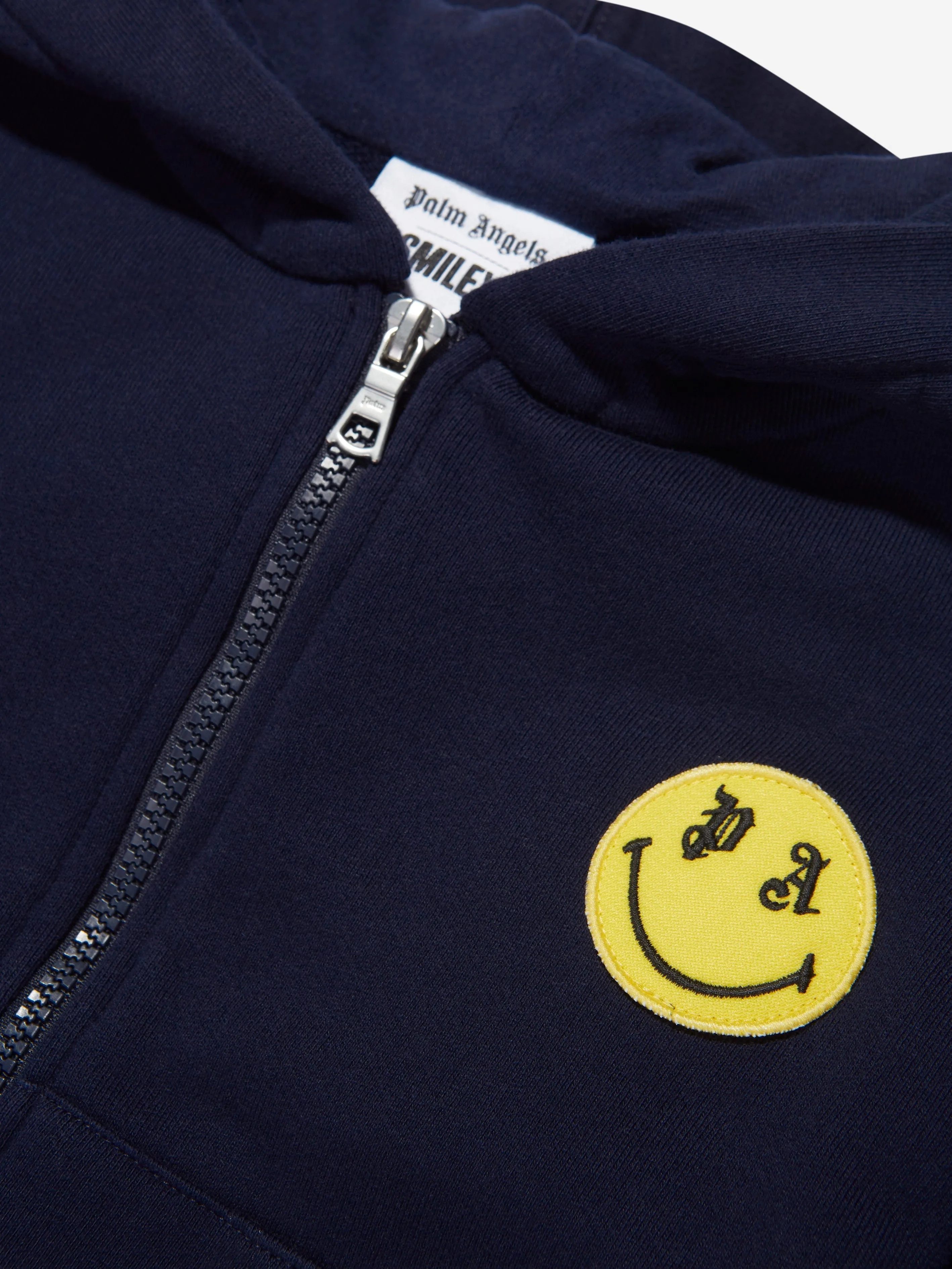 Palm Angels Boys PA Smiley Bear Zip Up Top in Navy