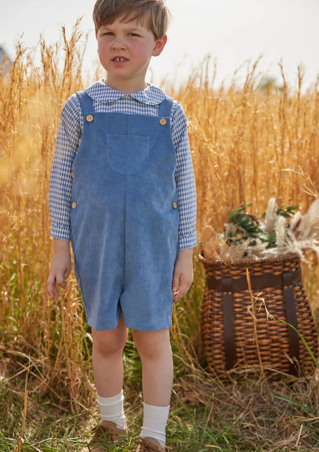 Peter Pan Shirt - Gray Blue Gingham