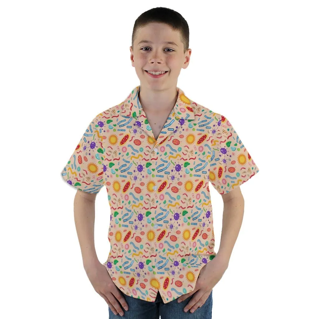 Science Detailed Microbes Pink Orange Youth Hawaiian Shirt