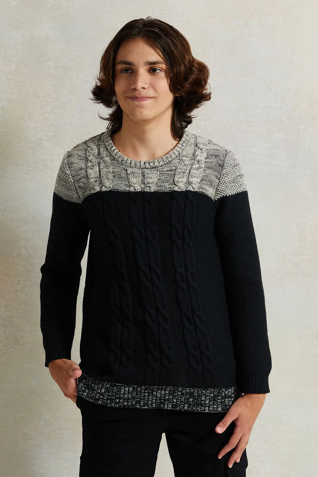 Senior Boys Black Knitted Sweater