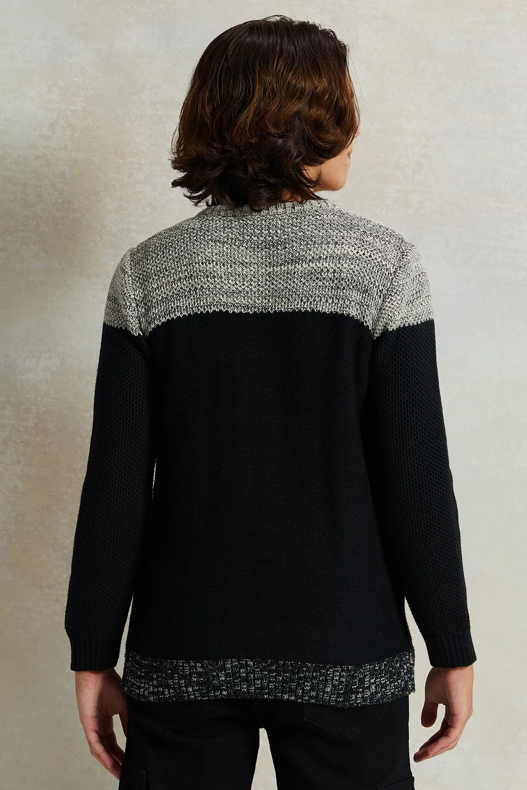 Senior Boys Black Knitted Sweater