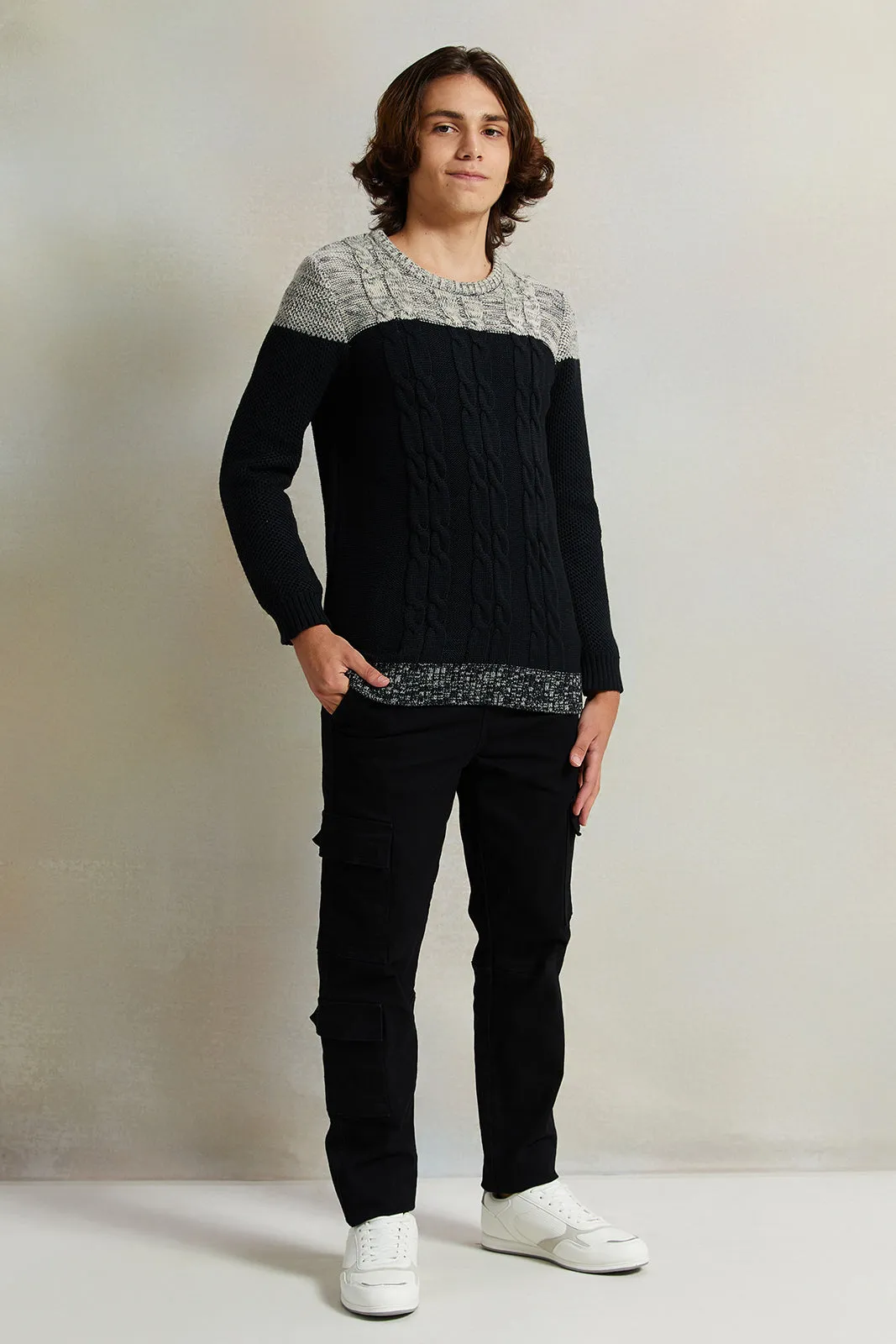 Senior Boys Black Knitted Sweater