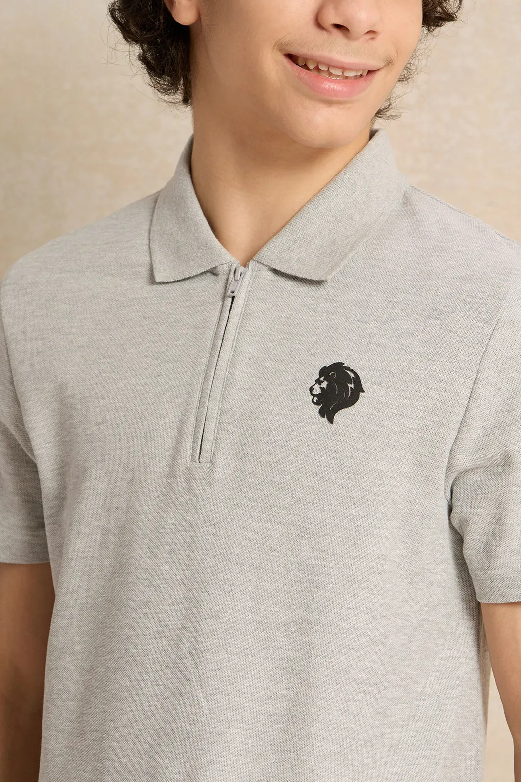 Senior Boys Grey Polo T-Shirt