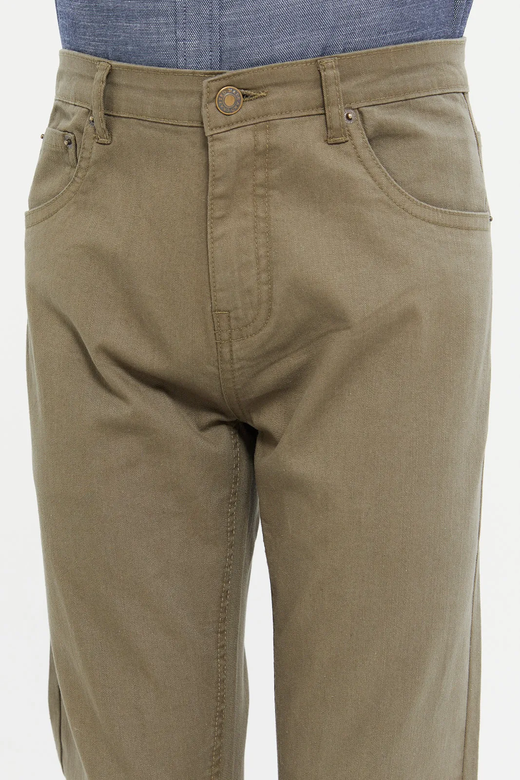 Senior Boys Olive 5 Pocket Jeans