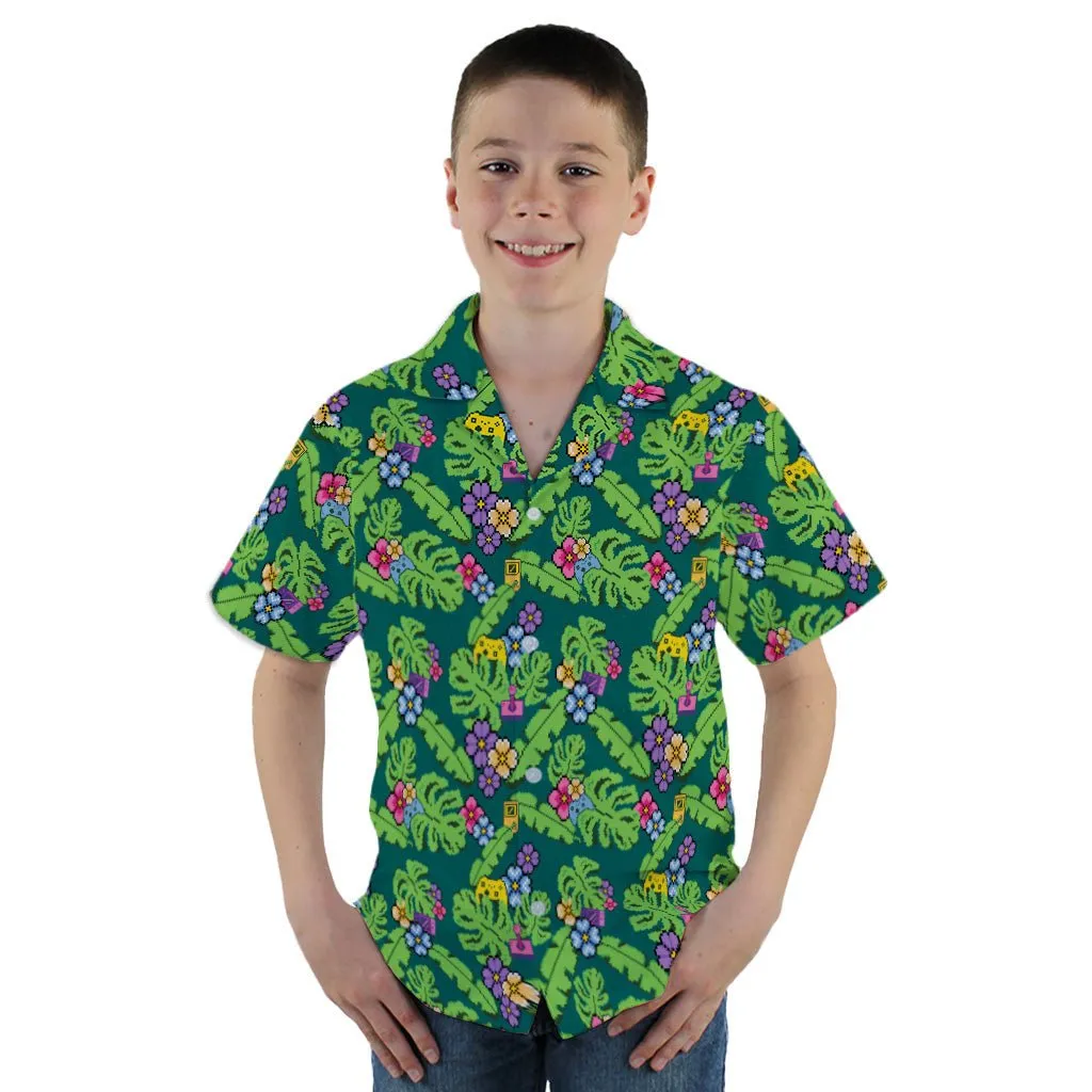 Tropical Video Game Pixels Youth Hawaiian Shirt