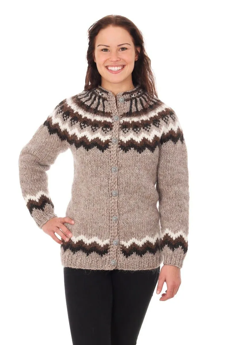 Valkyrja - Icelandic Wool Cardigan - Ivory Beige