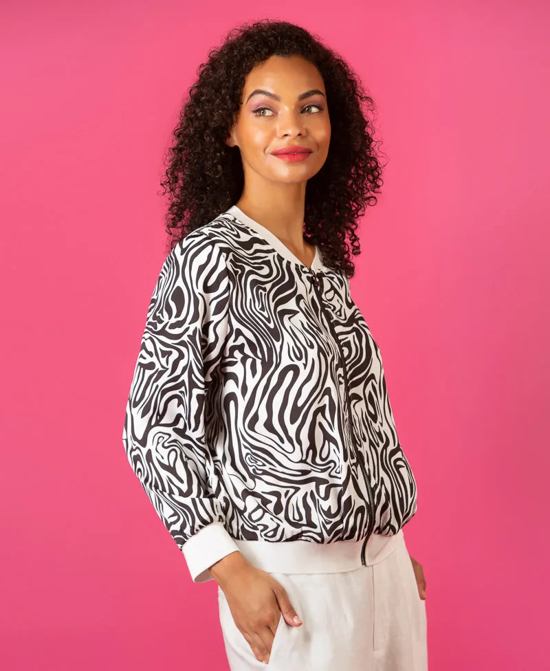 Zebra Prrint Bomber Jacket