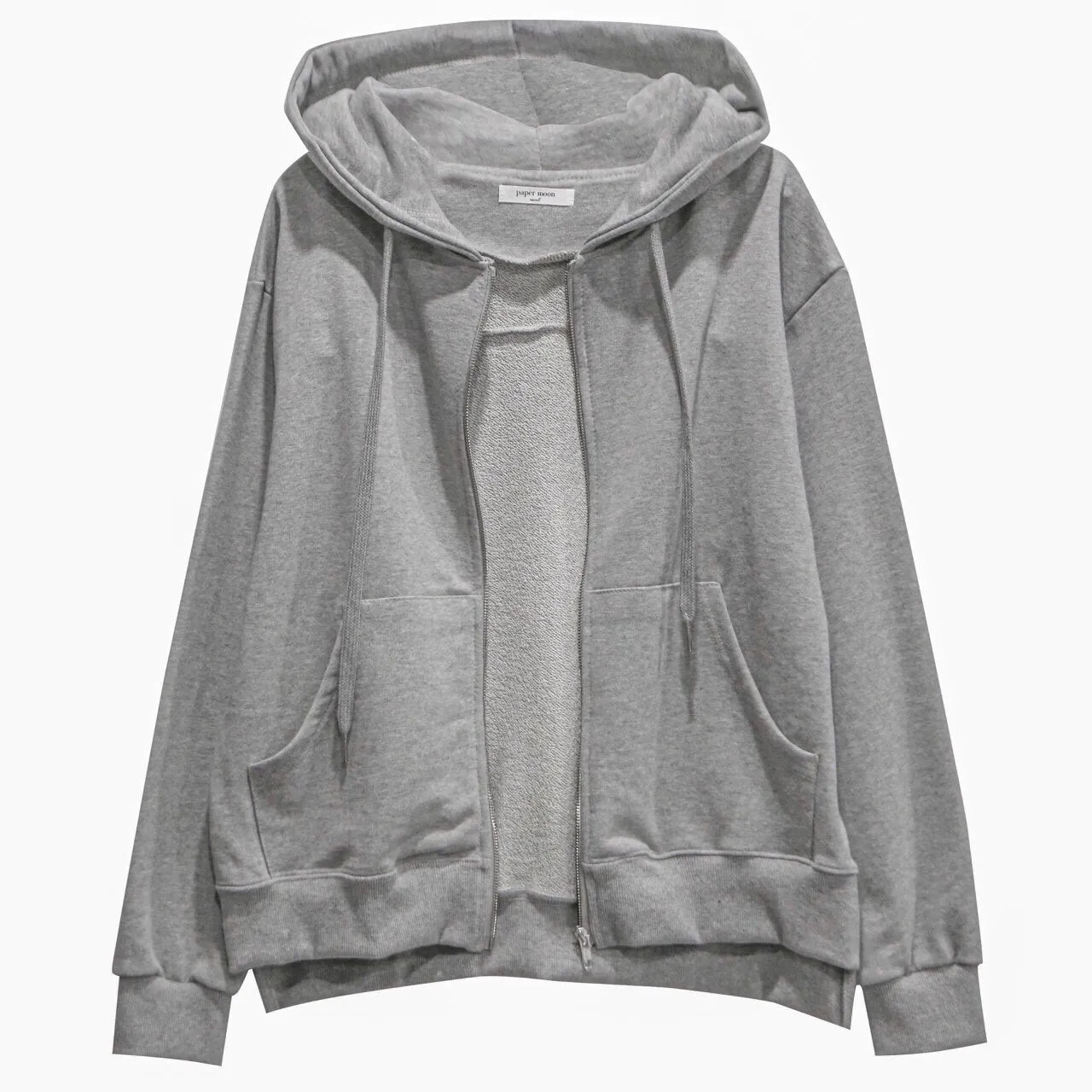 ZIP UP UNBALANCED COTTON HOODIE