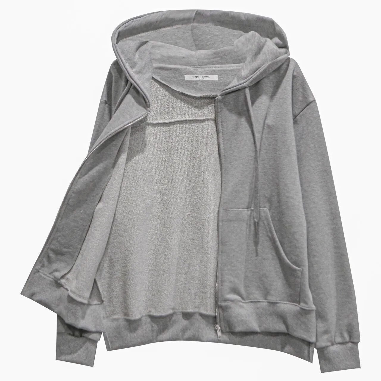 ZIP UP UNBALANCED COTTON HOODIE